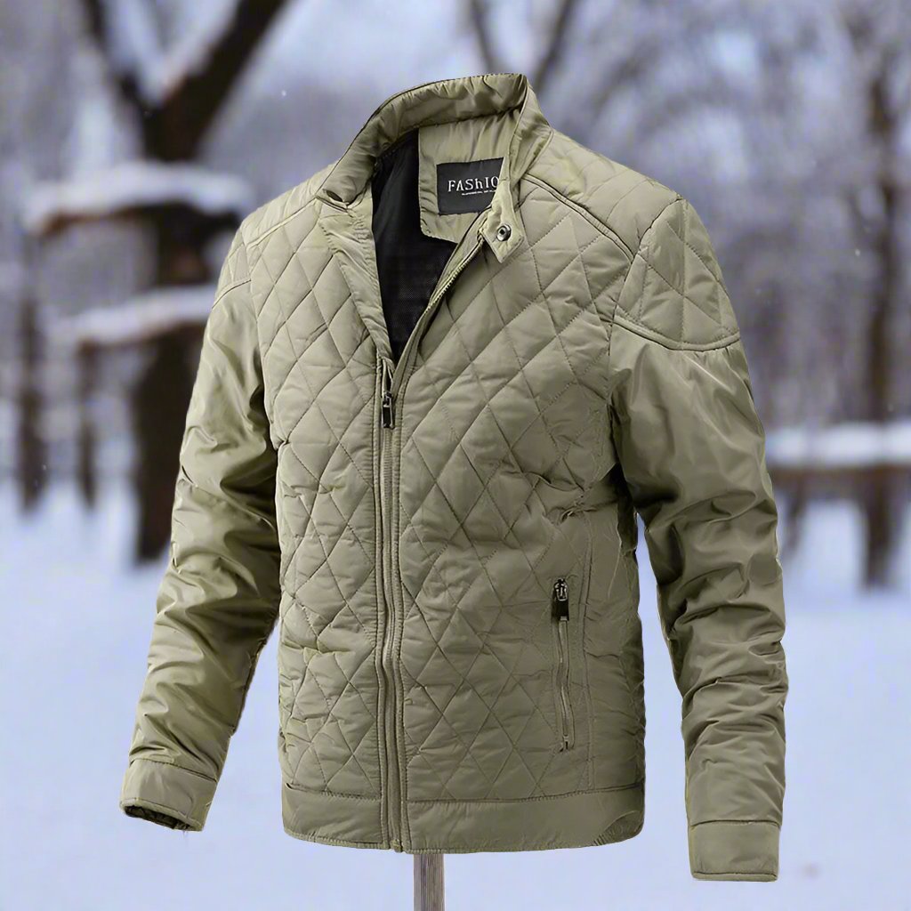 Herre Quilted Jakke – Slim Fit – Høy Krage – Glidelås 4