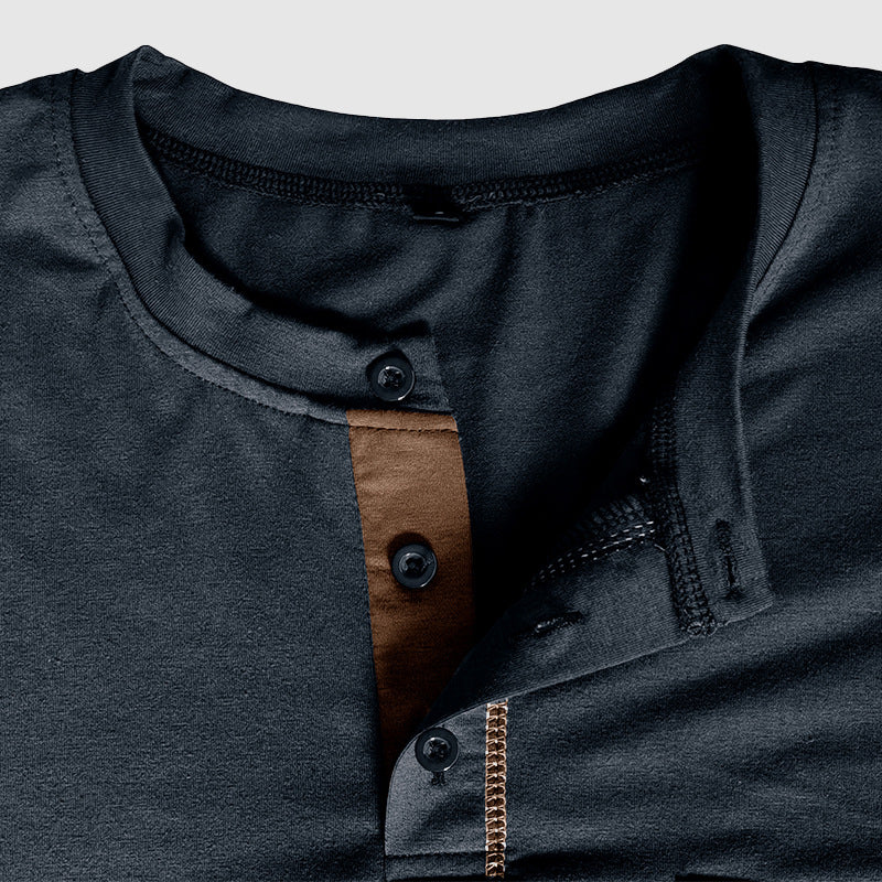 Herre Skjorte Langermet Henley Bomull Casual 7