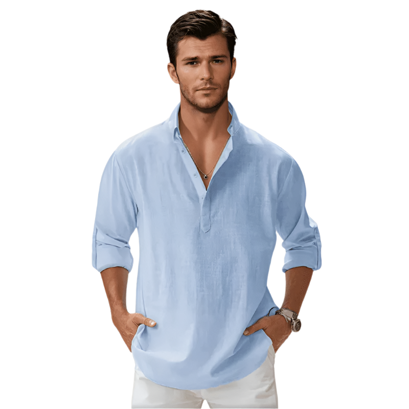 Herre Skjorte Langermet Vintage Design i 100% Bomull 0