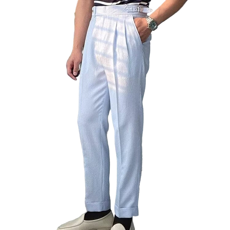 Herre Straight-Leg Bukser Høy Midje Plisserte Front 0