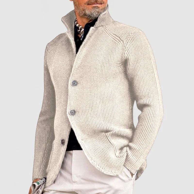 Herre Strikket Cardigan - Klassisk Knapp-Up Genser med Ribbet Design 2