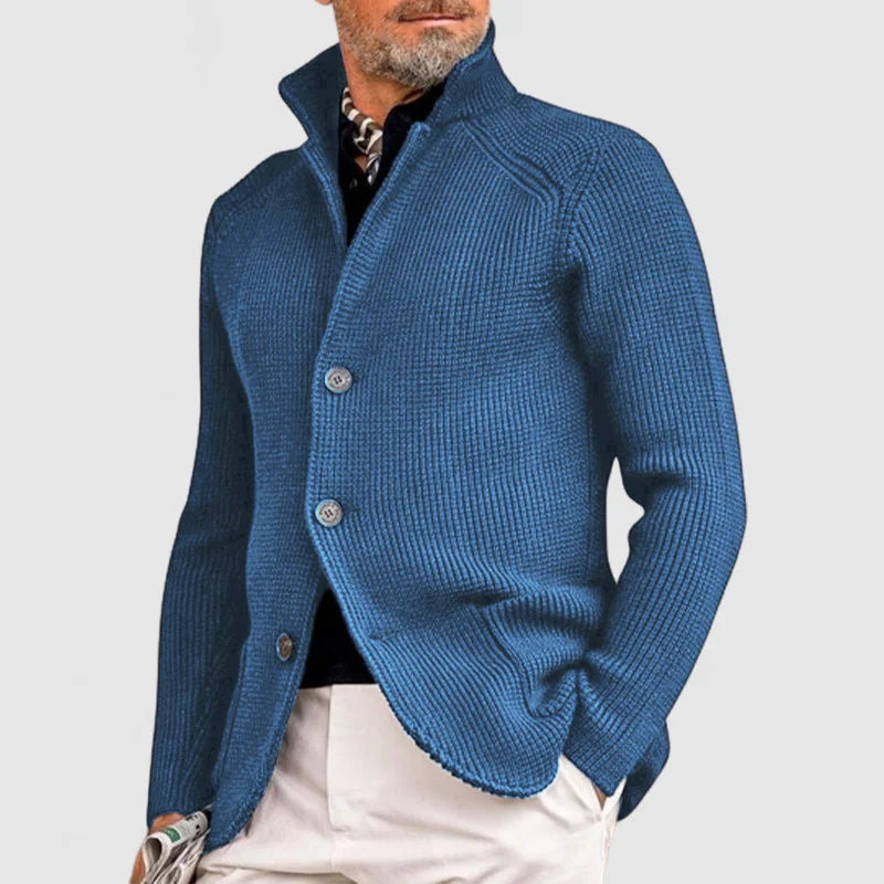 Herre Strikket Cardigan - Klassisk Knapp-Up Genser med Ribbet Design 3