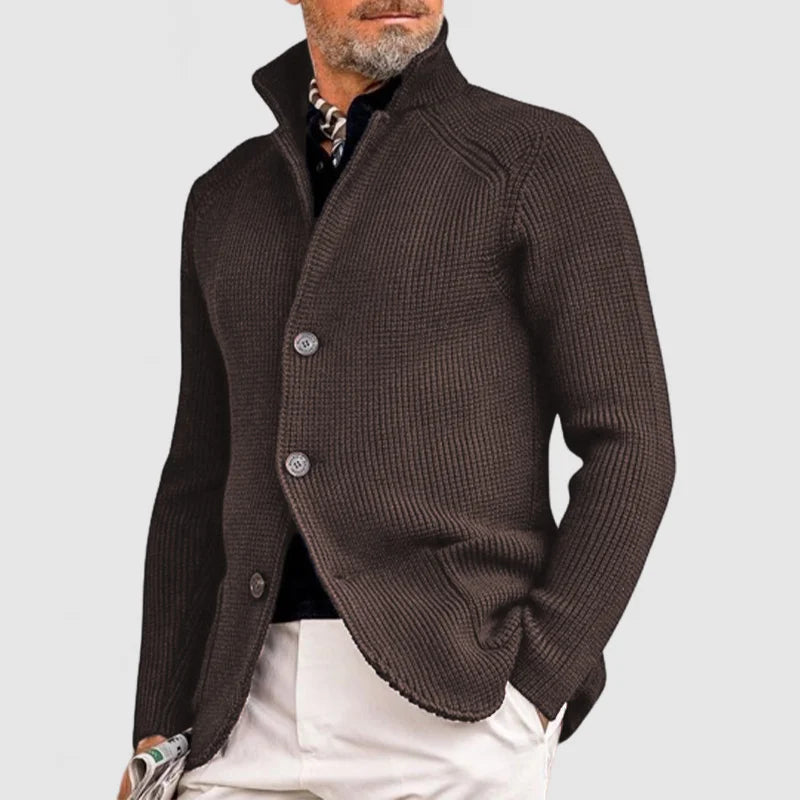 Herre Strikket Cardigan - Klassisk Knapp-Up Genser med Ribbet Design 5
