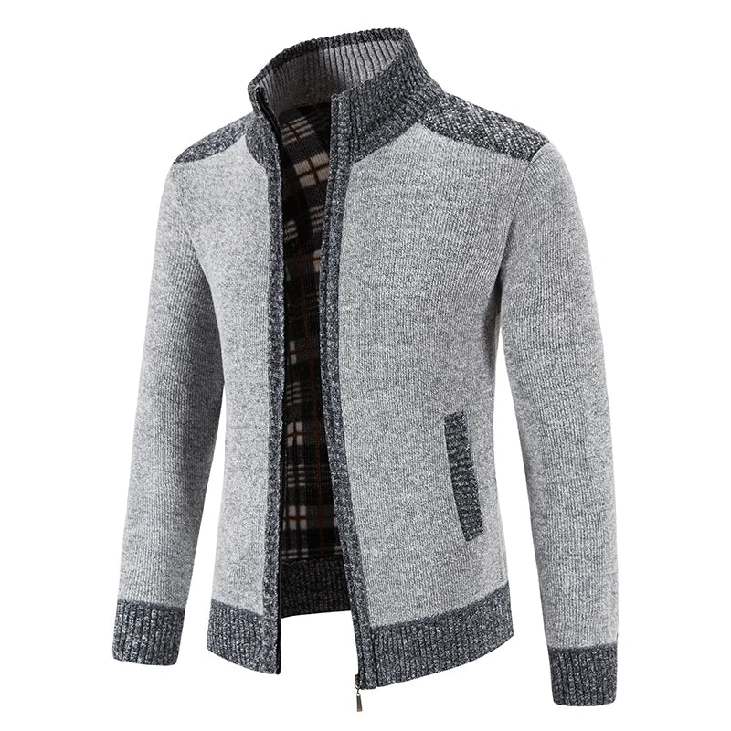 Herre Strikket Cardigan med Patchwork Design 3