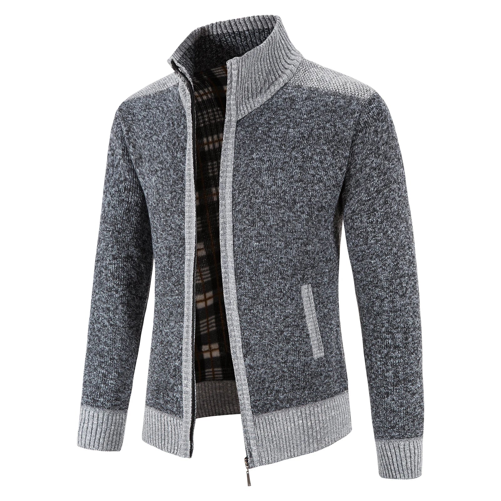 Herre Strikket Cardigan med Patchwork Design 4