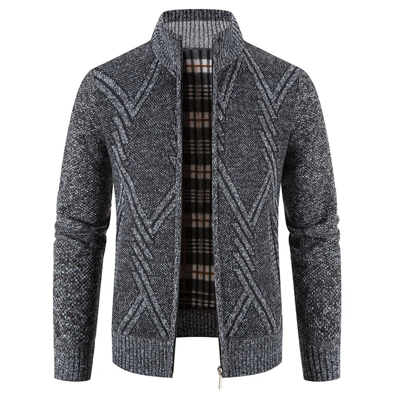 Herre Strikket Cardigan med Patchwork Design 8