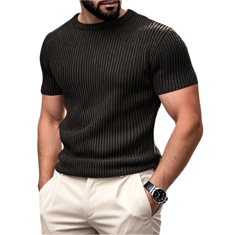 Herre T-Skjorte Kortermet Jacquard Polyester Regulær Passform 0