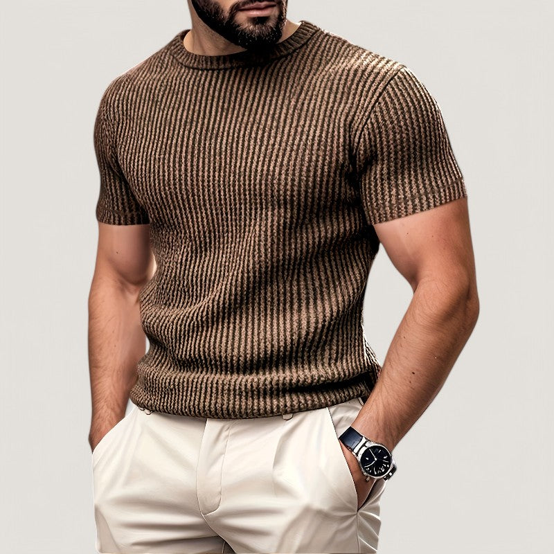 Herre T-Skjorte Kortermet Jacquard Polyester Regulær Passform 1