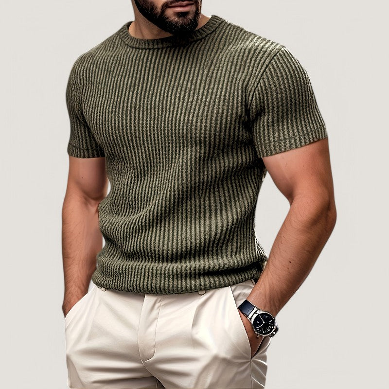 Herre T-Skjorte Kortermet Jacquard Polyester Regulær Passform 3