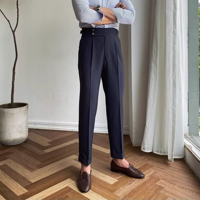 Herre Tailored Bukser Høy Midje Plisserte Front 3