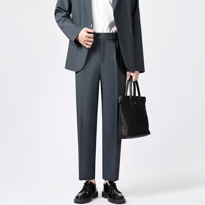 Herre Tailored Bukser Slim Fit Ullblanding Ankel Lengde 2