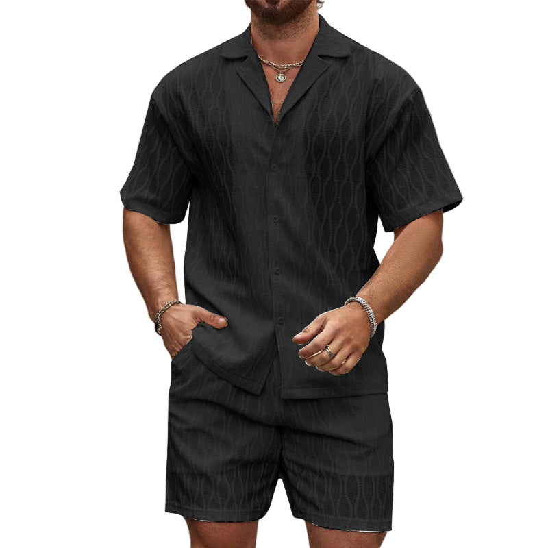 Herre To-delt Sett – Kortermet Skjorte og Shorts – Bomull 3