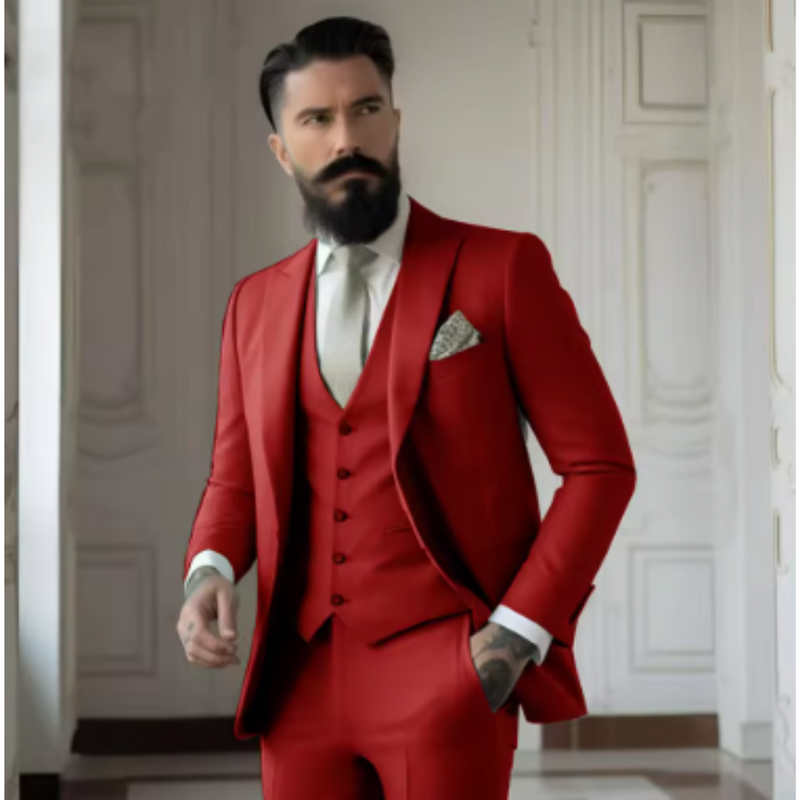 Herre Tre-delt Dress Slim Fit Ullblanding To-knapps Jakke 3
