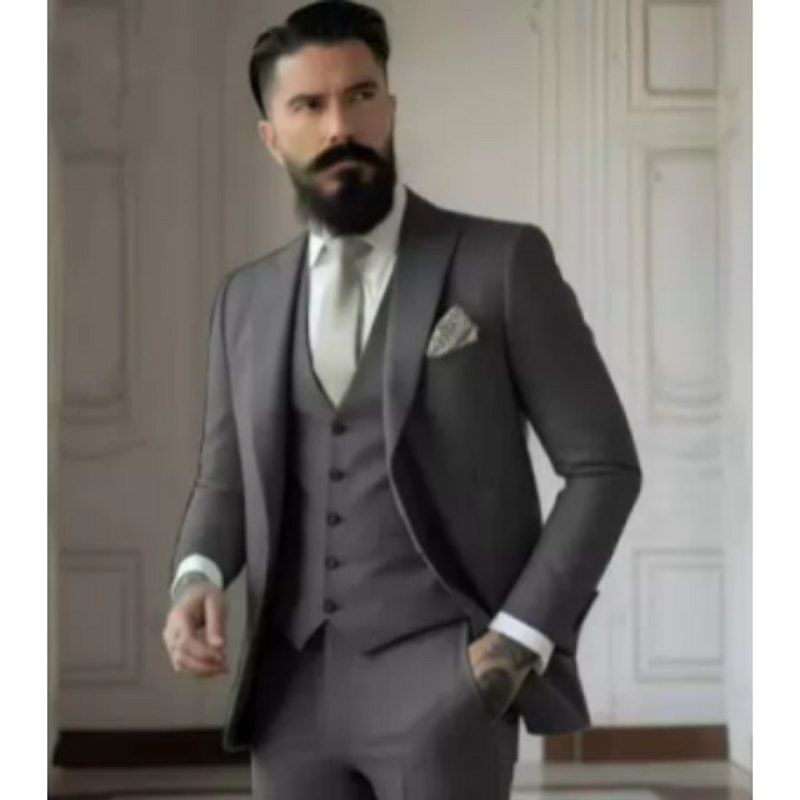 Herre Tre-delt Dress Slim Fit Ullblanding To-knapps Jakke 5