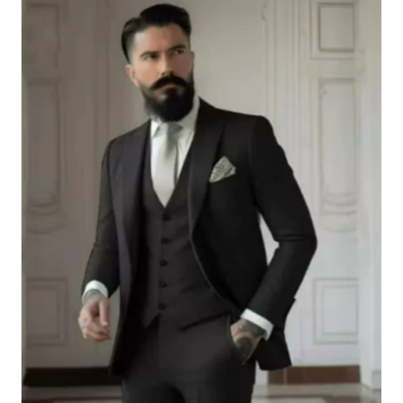 Herre Tre-delt Dress Slim Fit Ullblanding To-knapps Jakke 6
