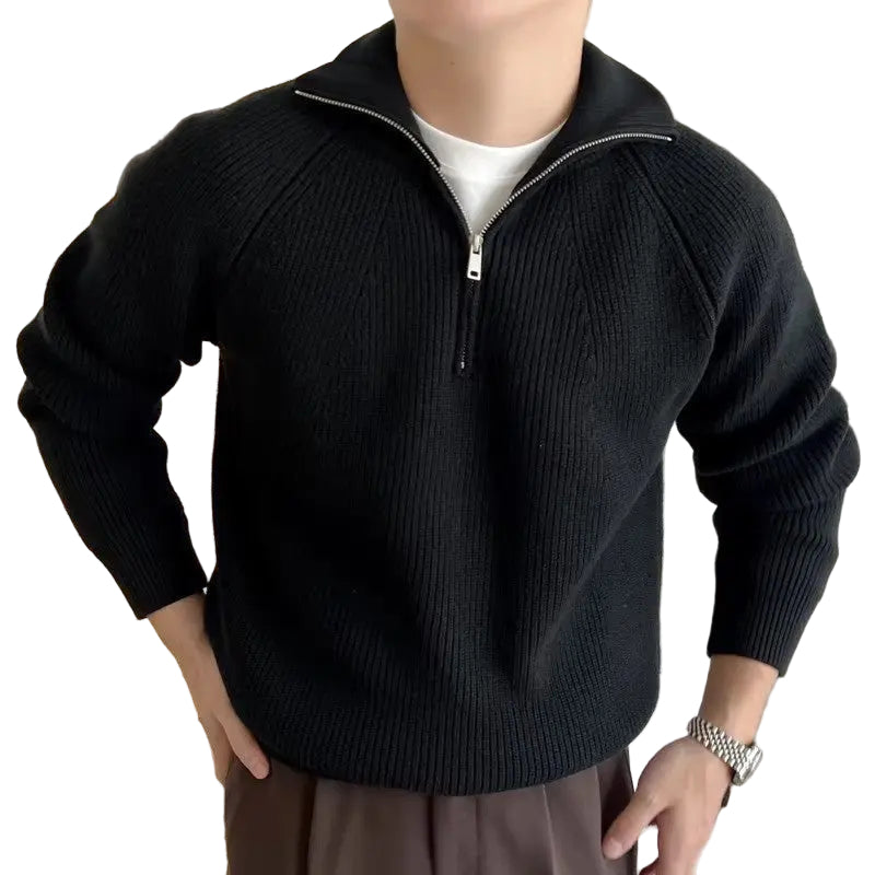 Herre Trøye Langermet med Kvarts Dragkedja Marineblå Striper 0