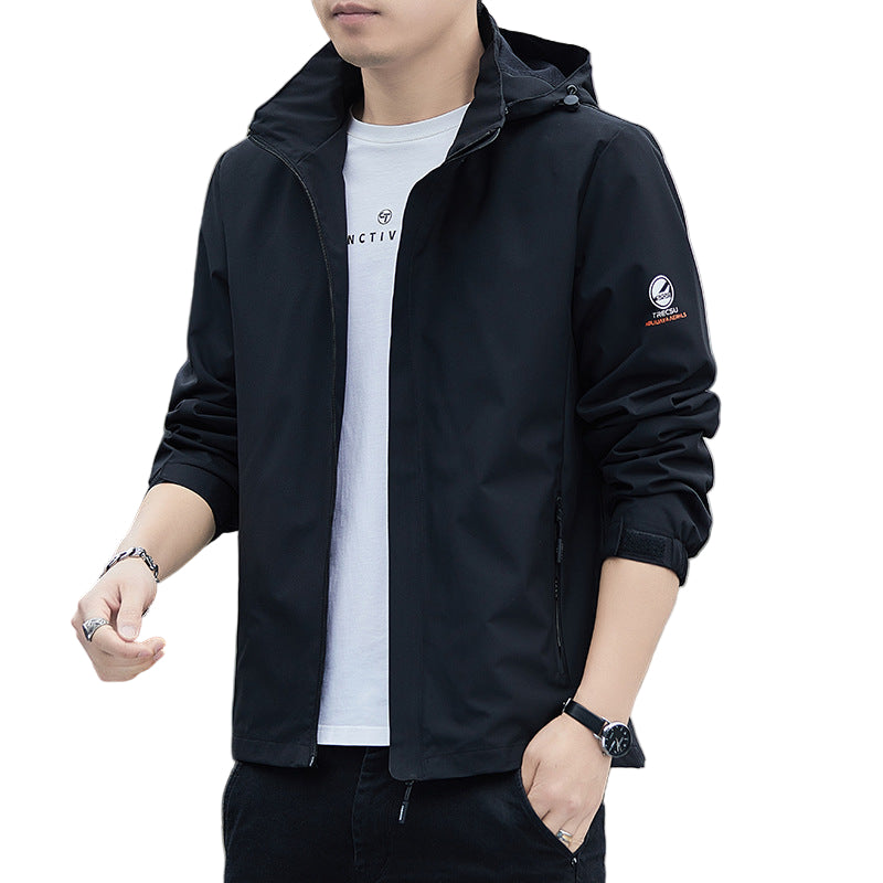 Herre Vindjakke med Avtagbar Hette og Lommer 0