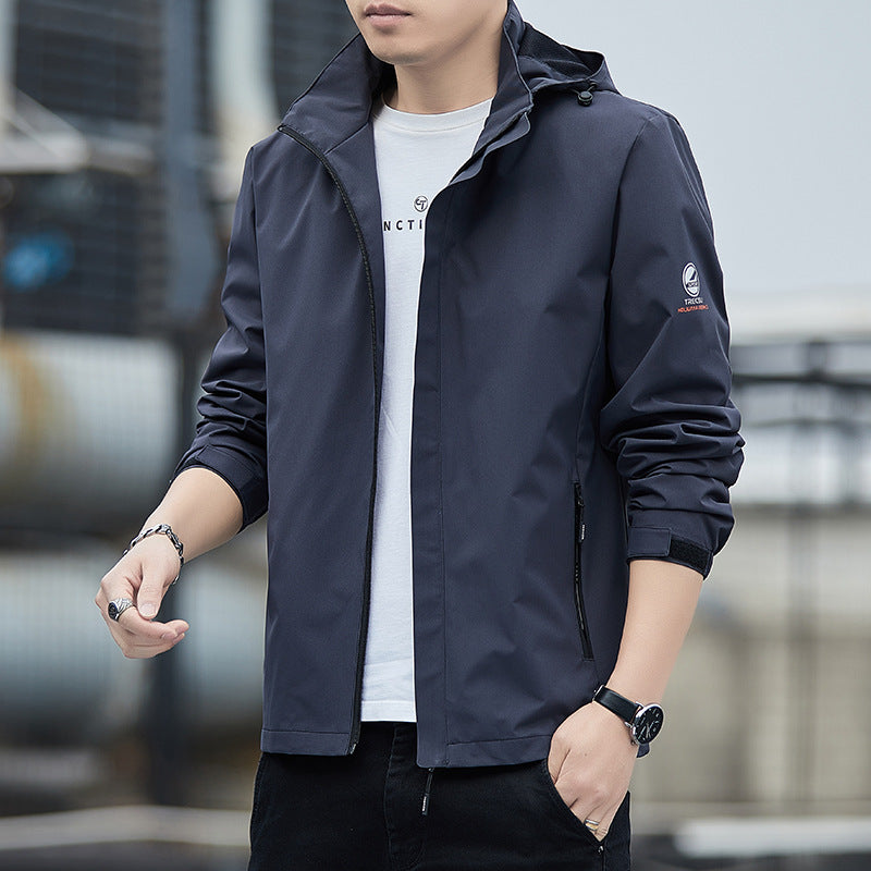 Herre Vindjakke med Avtagbar Hette og Lommer 1