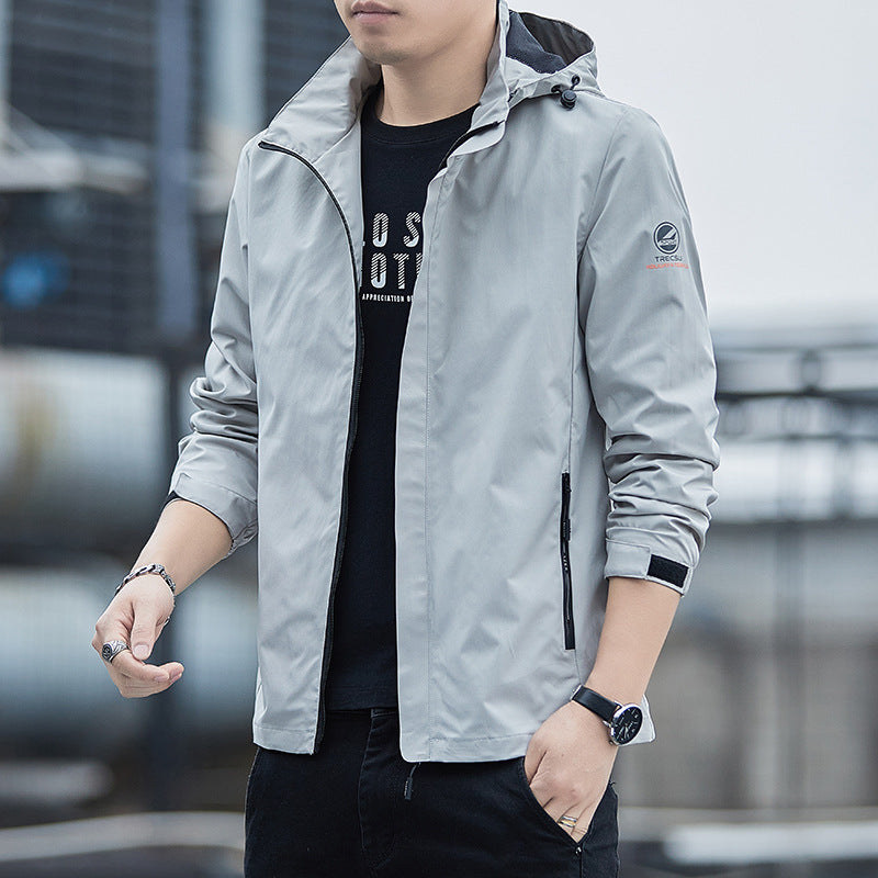 Herre Vindjakke med Avtagbar Hette og Lommer 2