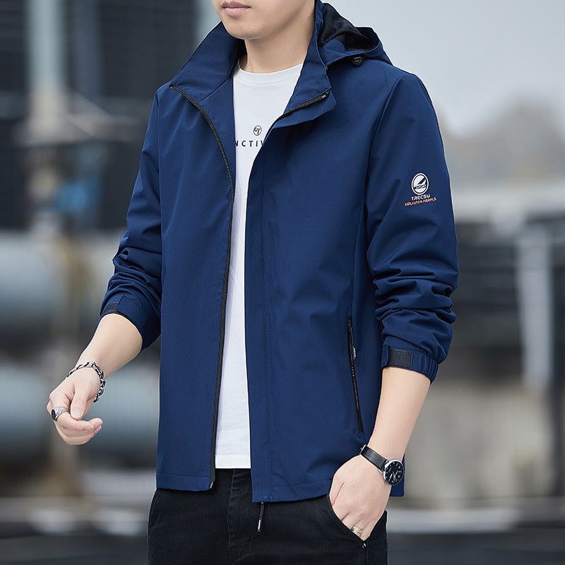 Herre Vindjakke med Avtagbar Hette og Lommer 3