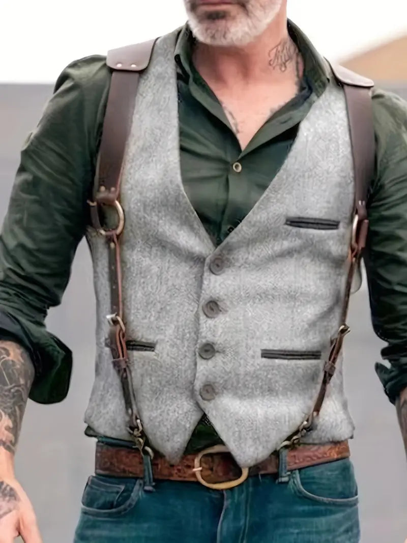 Herre Vintage V-hals Reversibel Vest 2