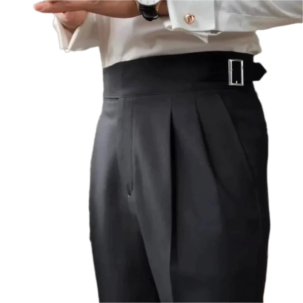 Herrebukse Høyt Liv Skreddersydd Plisserte Ullblanding 0