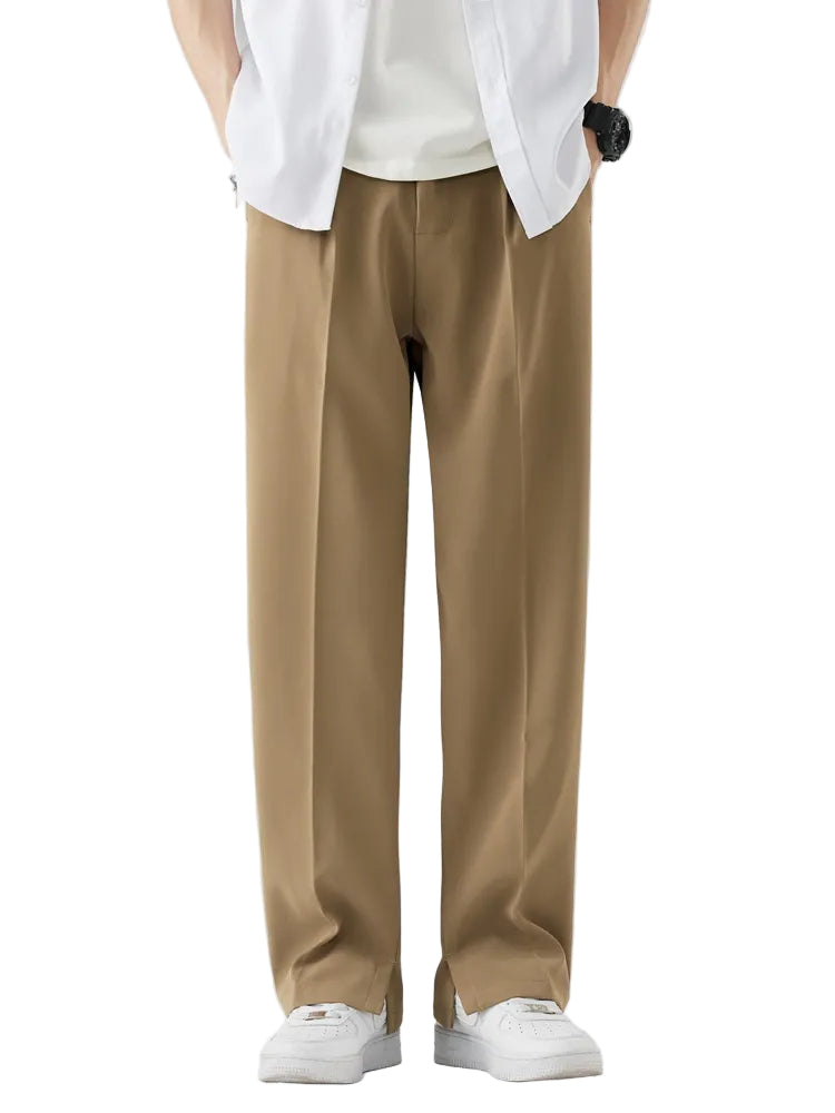 Herrebukse Rett Ben Avslappet Passform Myk Pustende Stoff 0