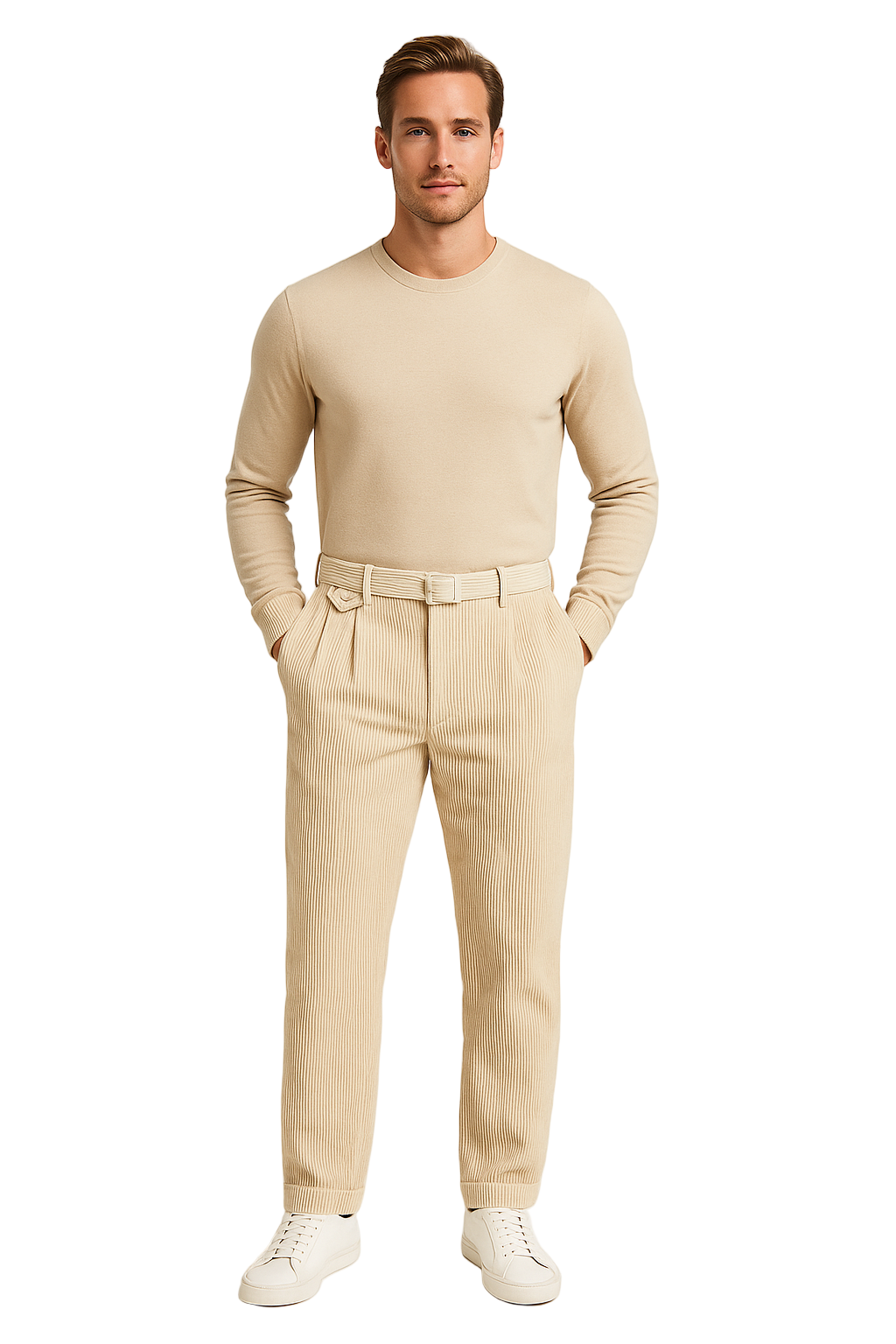 Herrebukse Ullblanding Rett Passform Enkel Pliè 0