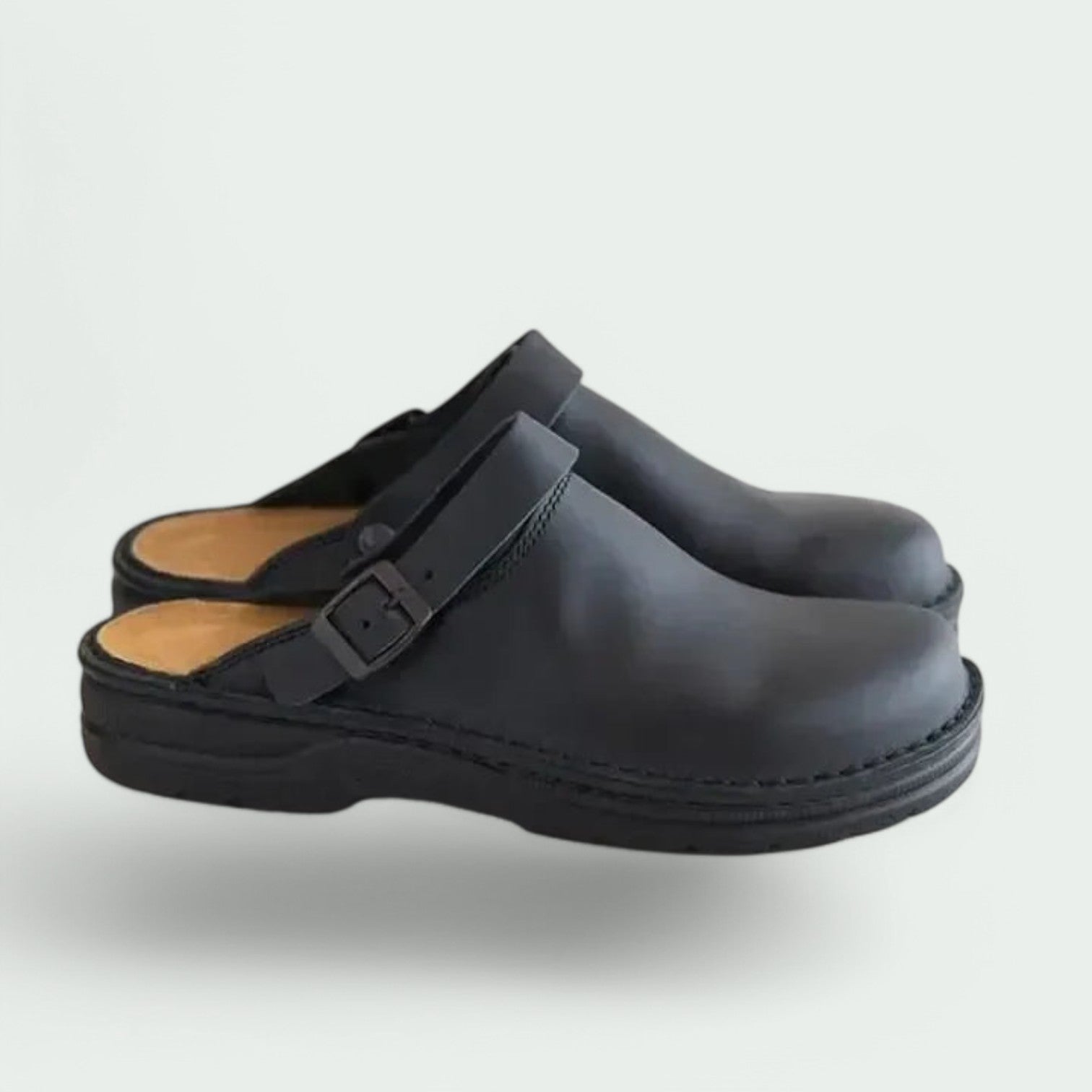 Herresandaler i Tre og Tekstil med Åpen Hæl 1