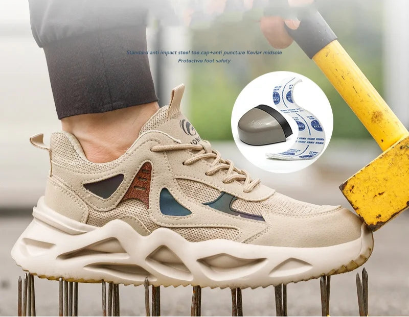 Herresko Arbeidssko med Stål Tå og Pustende Design 1