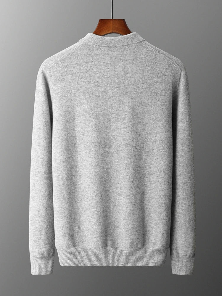 Herresweater Pullover Merinoull med Knapp 1