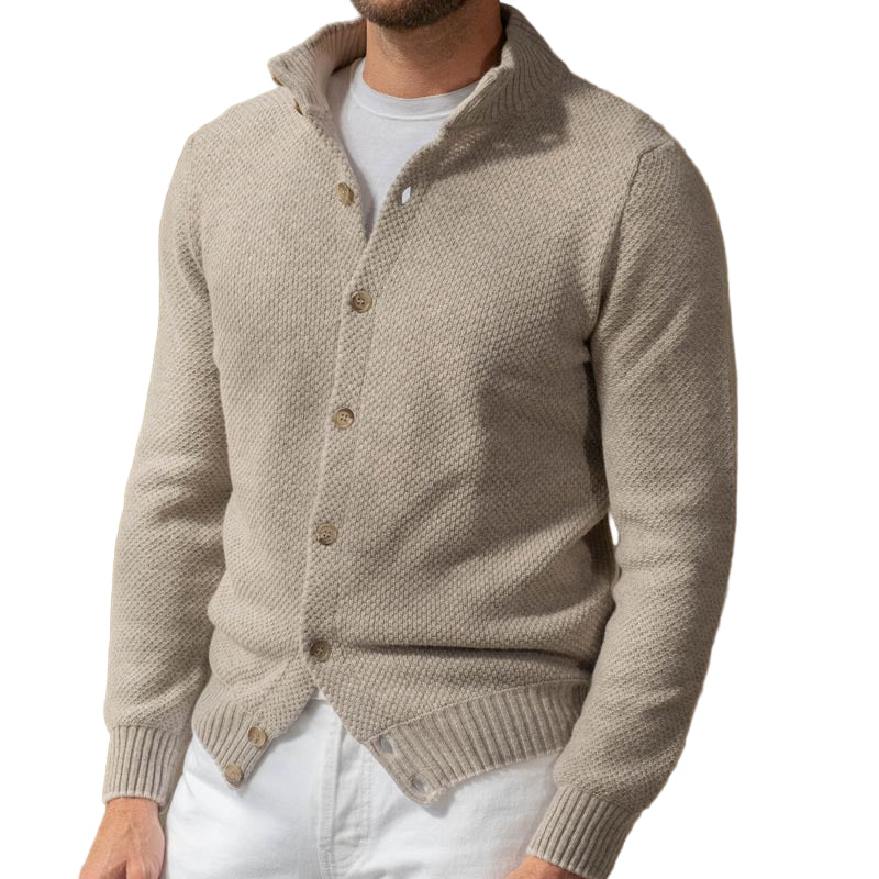 Herresweater Strikket med Skjortekrage Slank Passform 0