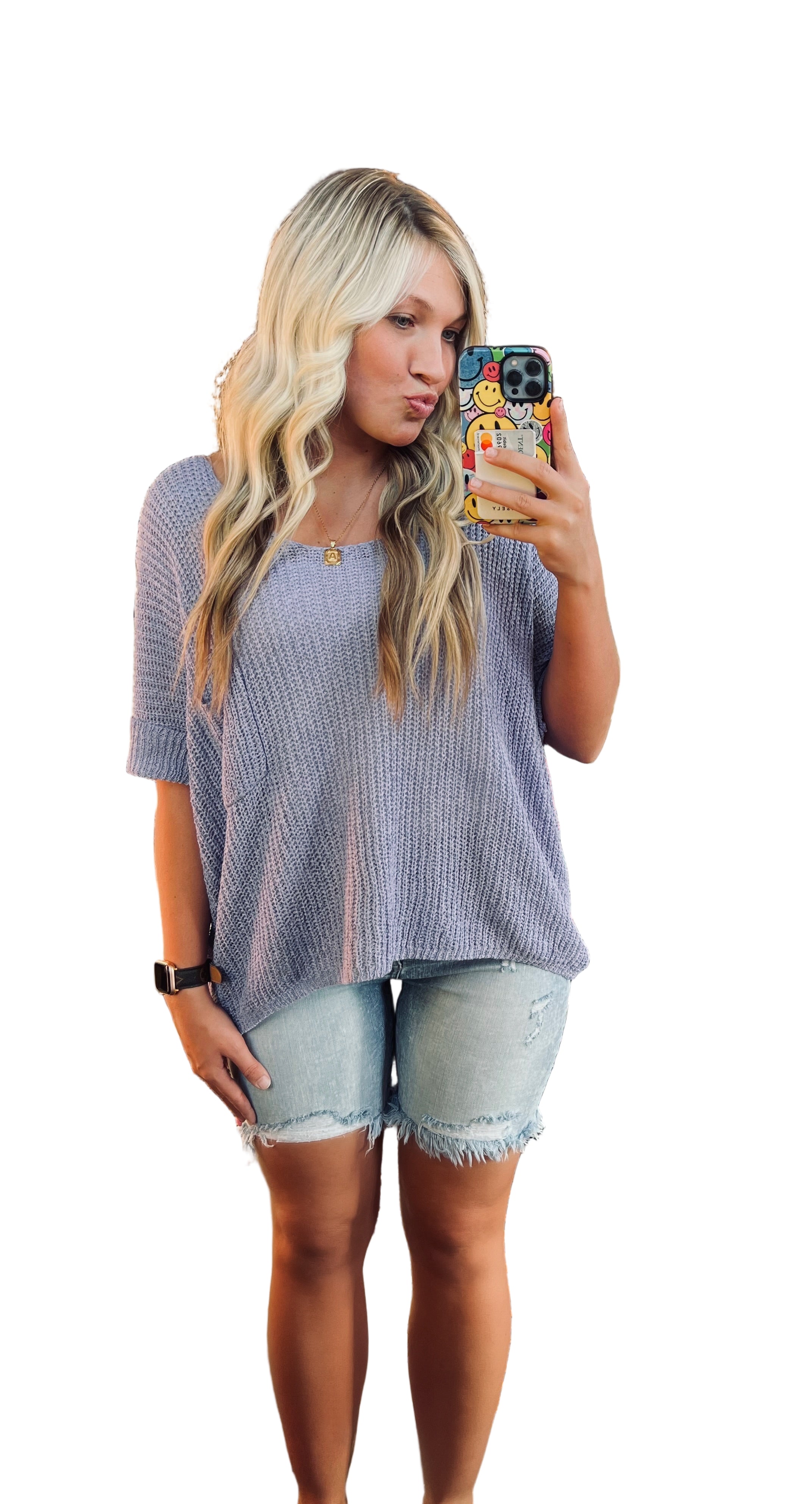 Høy Midje Distressed Bermuda Shorts Lys 0