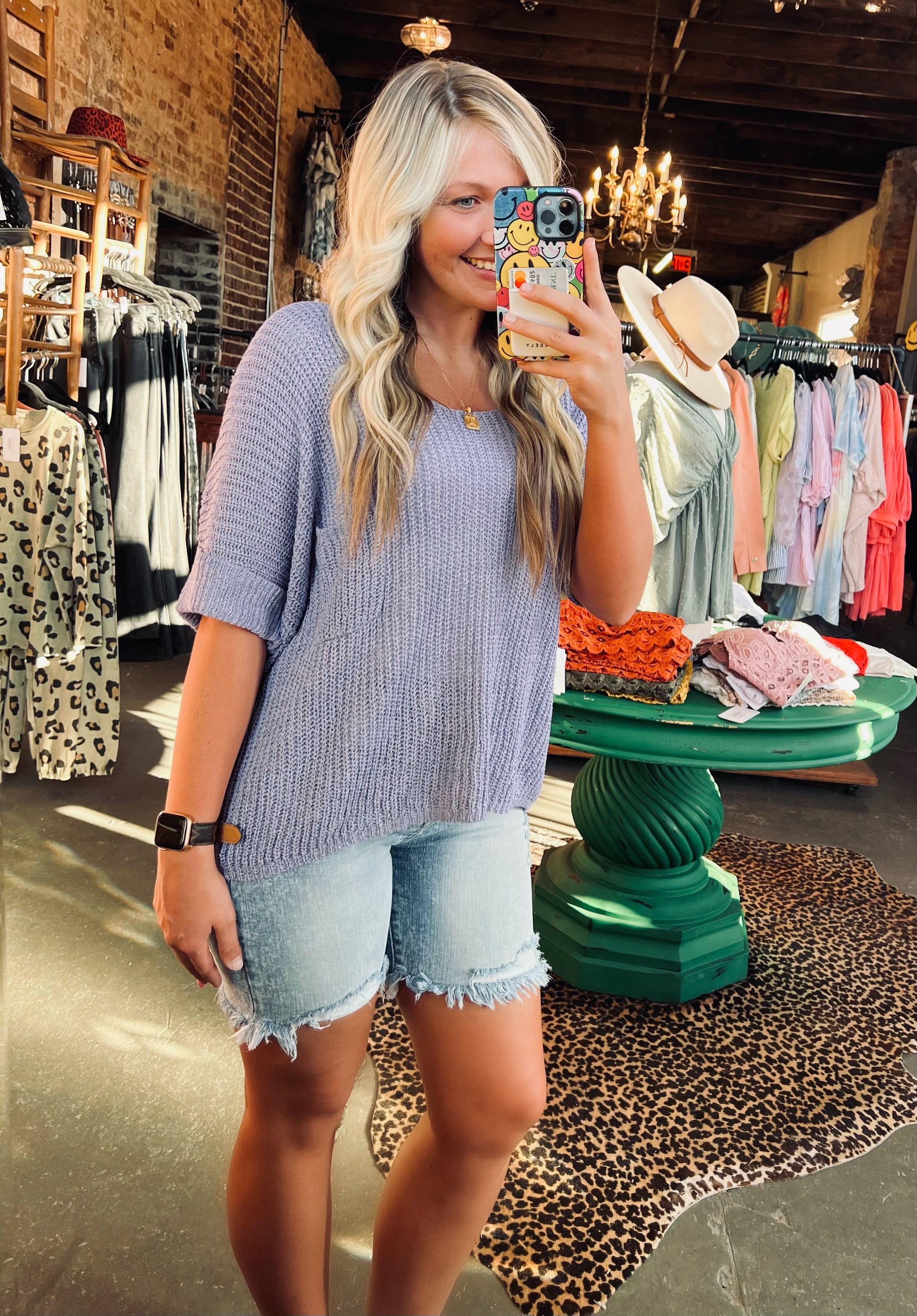 Høy Midje Distressed Bermuda Shorts Lys 1