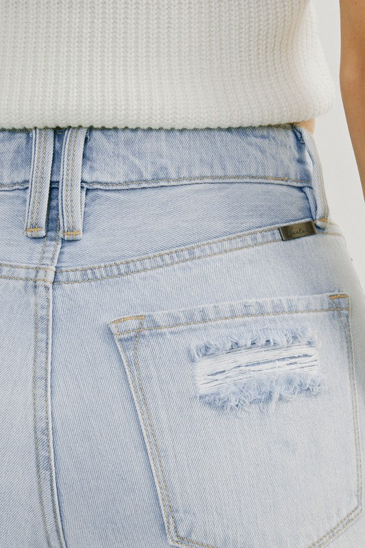 Høyt liv Distressed Jeans Lys Denim 3