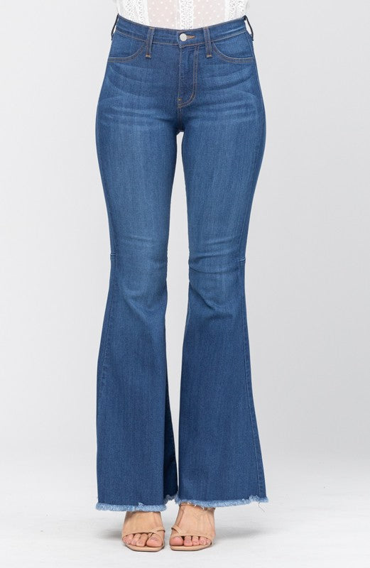 Høyt liv Super Flare Jeans for Damer i Blått 3