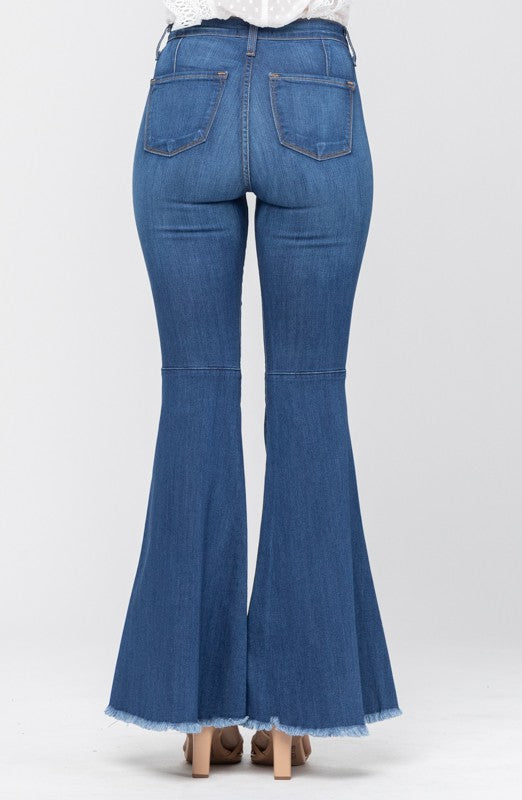 Høyt liv Super Flare Jeans for Damer i Blått 5
