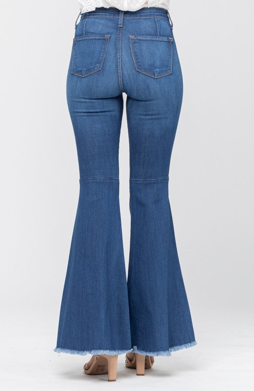 Høyt liv Super Flare Jeans for Damer i Blått 6