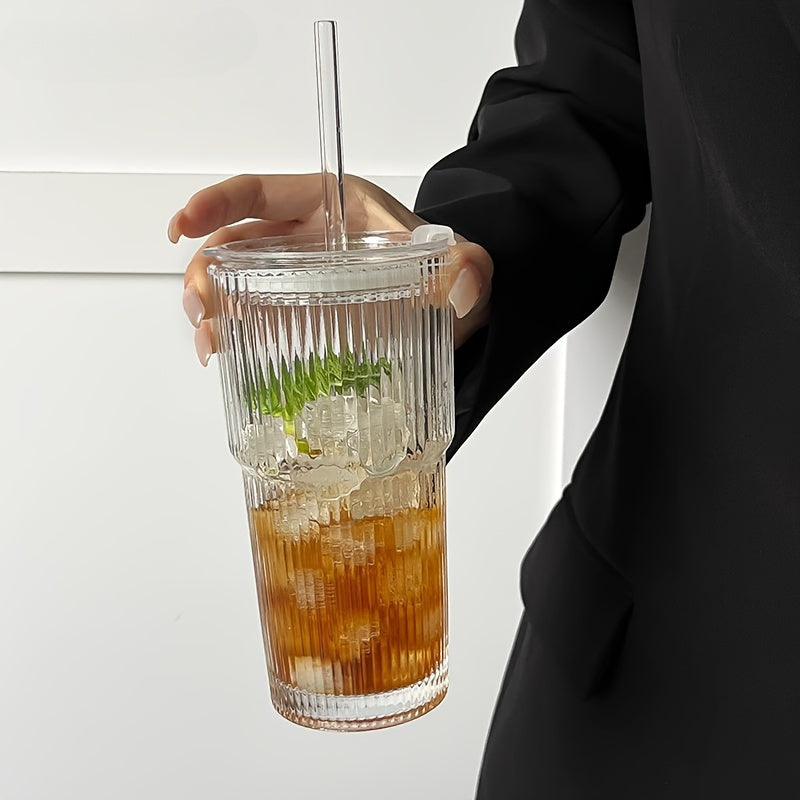 Isolert Glass Kaffekrus med Lokket og Halm 7