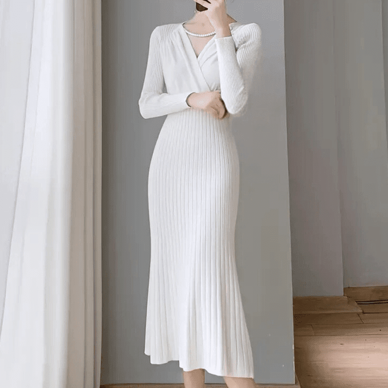 Kjoler Dame Strikket Komfortabel Polyester 2