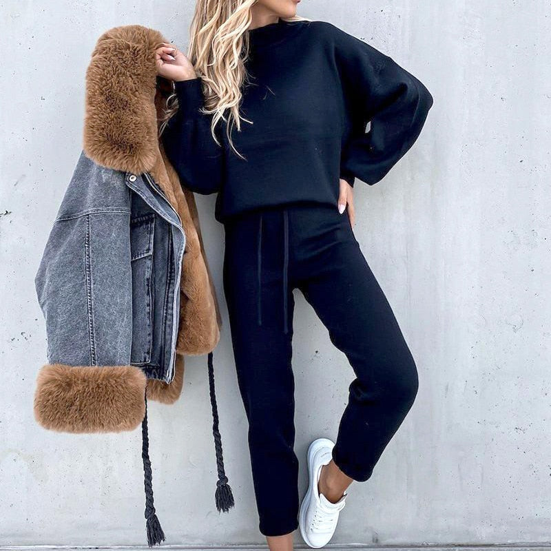 Kvinne 2-delt Treningstøy Komfortabelt Loungewear 7