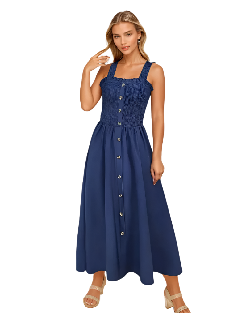 Kvinne A-Line Maxi Kjole Shirred Design 0