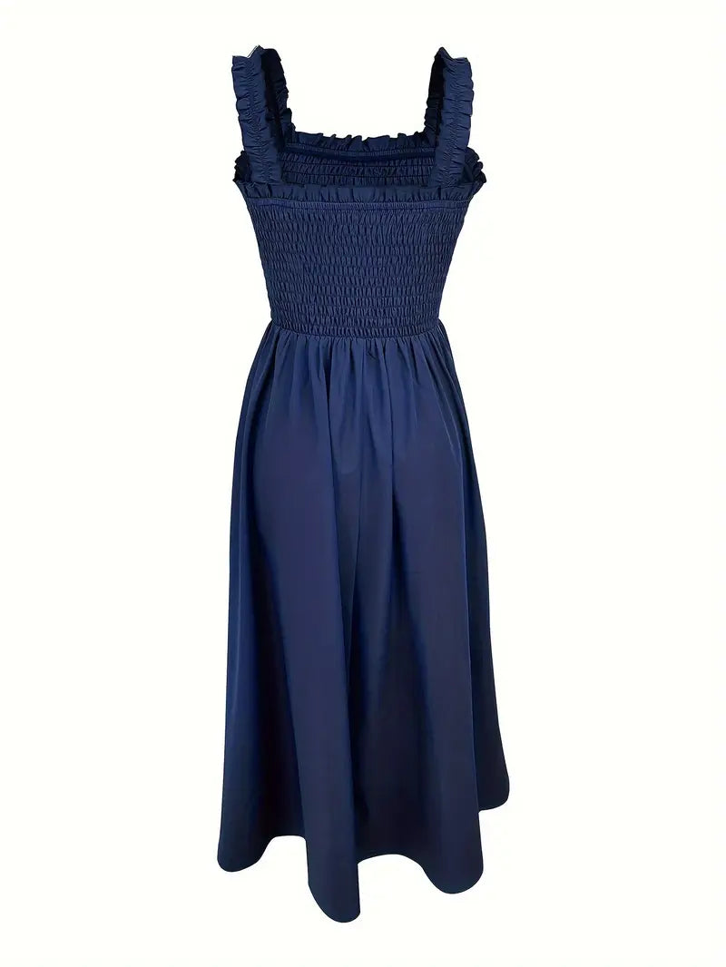 Kvinne A-Line Maxi Kjole Shirred Design 1