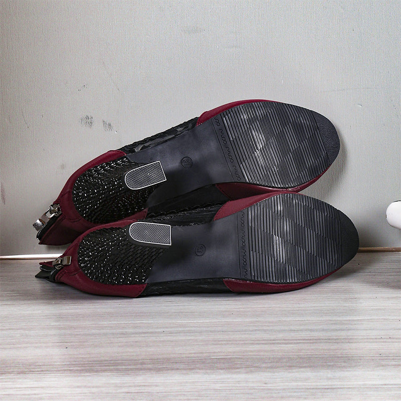 Kvinne Ankel Hæler med Blonde Detaljer 5