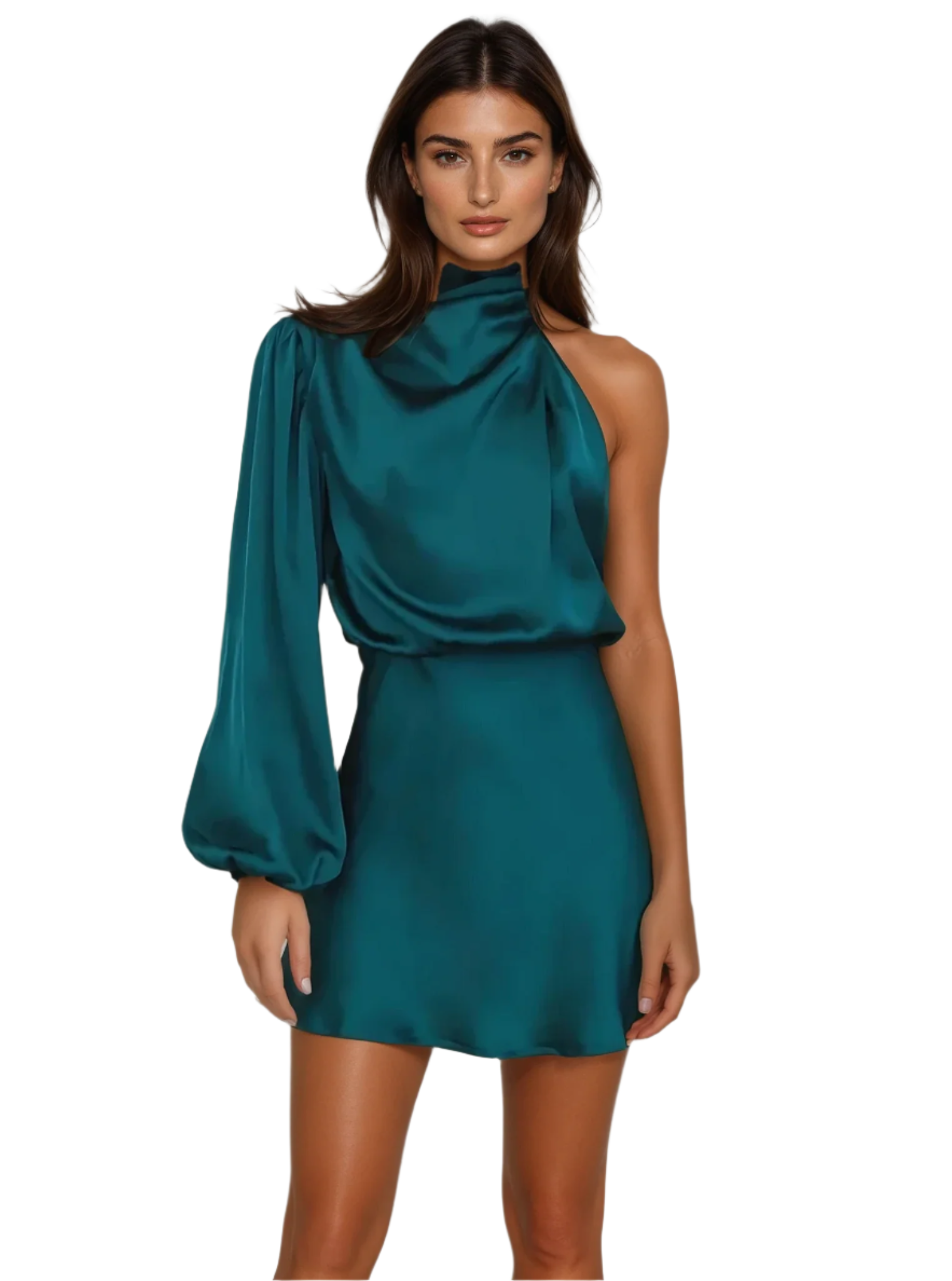 Kvinne Asymmetrisk Kveldsdrakt One-Shoulder Satin 0