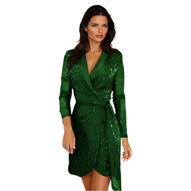 Kvinne Blazer Kjole Med Glitrende Detaljer 0