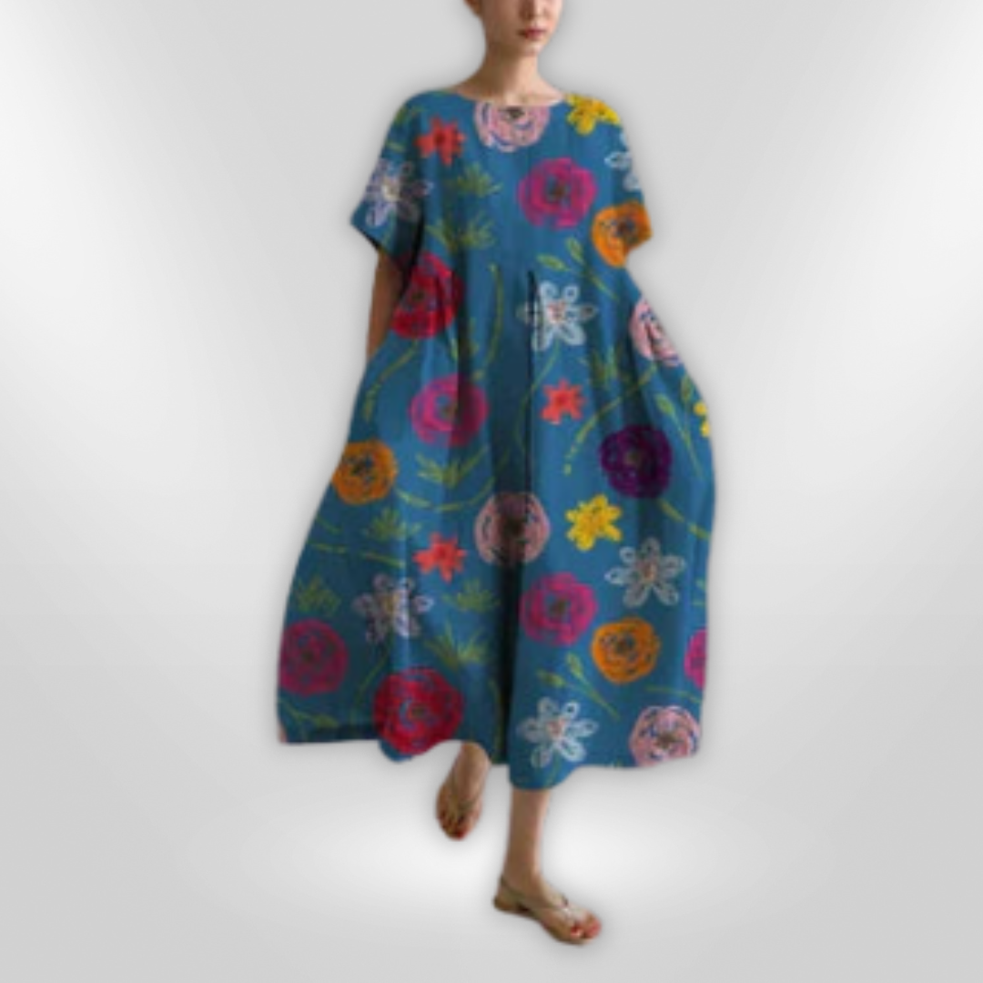 Kvinne Blomsterkjole Løs Passform Bomull Elegant Design 10