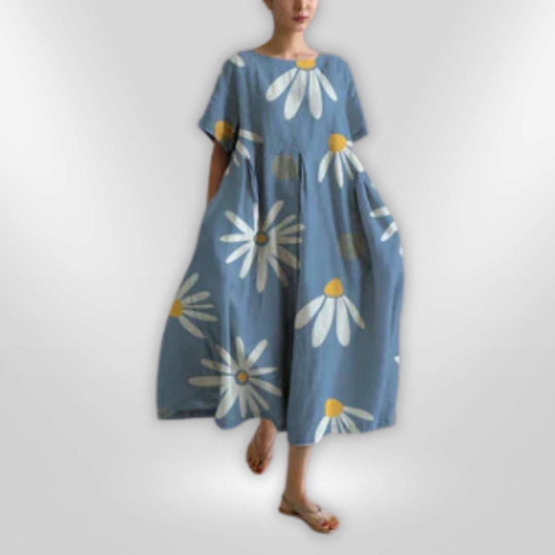 Kvinne Blomsterkjole Løs Passform Bomull Elegant Design 11