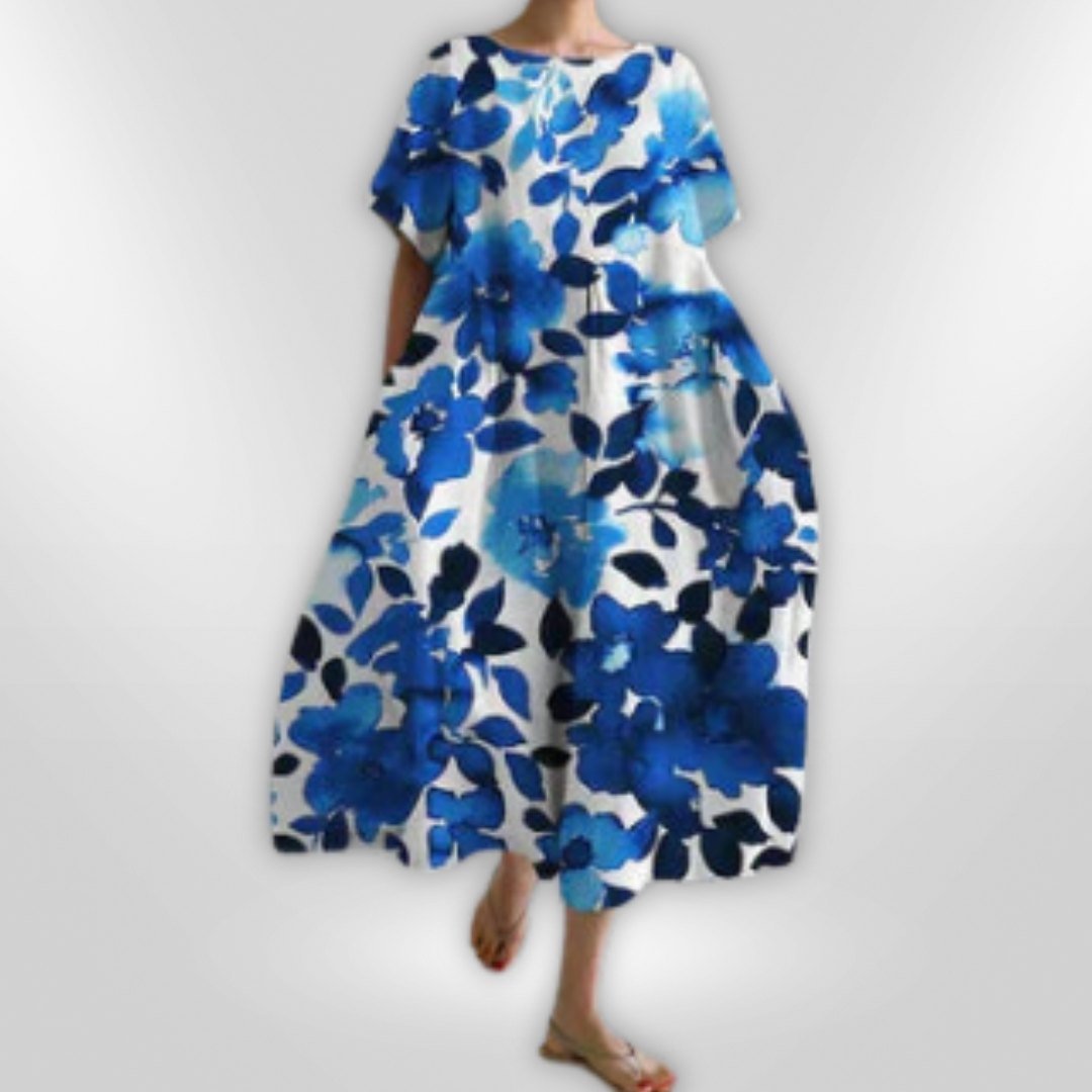 Kvinne Blomsterkjole Løs Passform Bomull Elegant Design 12