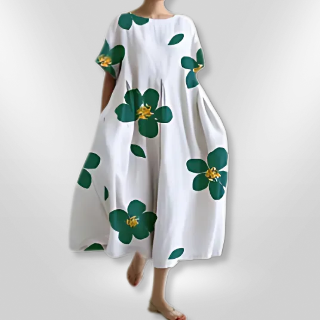 Kvinne Blomsterkjole Løs Passform Bomull Elegant Design 6